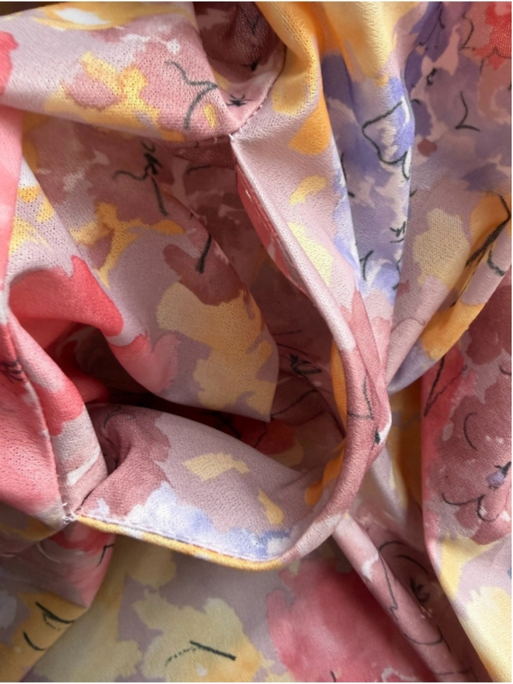 D’Allaird’s Vintage Pastel Floral Belted Midi Dress in Pink, Lavender Size L - Picture 7 of 11